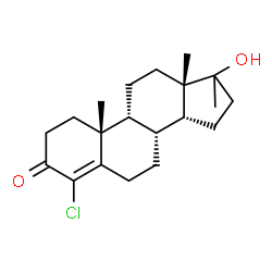 ChemSpider 2D Image | (9beta,14beta)-4-Chloro-17-hydroxy-17-methylandrost-4-en-3-one | C20H29ClO2