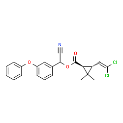 ChemSpider 2D Image | Cyano(3-phenoxyphenyl)methyl (1S,3R)-3-(2,2-dichlorovinyl)-2,2-dimethylcyclopropanecarboxylate | C22H19Cl2NO3
