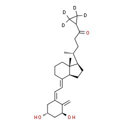ChemSpider 2D Image | (1S,3R,5Z,7E)-1,3-Dihydroxy(26,26,27,27-~2~H_4_)-26,27-cyclo-9,10-secocholesta-5,7,10-trien-24-one | C27H36D4O3