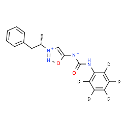 ChemSpider 2D Image | [(~2~H_5_)Phenylcarbamoyl]{3-[(2S)-1-phenyl-2-propanyl]-1,2,3-oxadiazol-3-ium-5-yl}azanide | C18H13D5N4O2