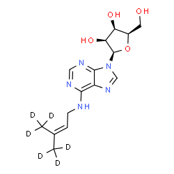 ChemSpider 2D Image | 9-(beta-D-Lyxofuranosyl)-N-[3-(~2~H_3_)methyl(4,4,4-~2~H_3_)-2-buten-1-yl]-9H-purin-6-amine | C15H15D6N5O4