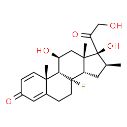 ChemSpider 2D Image | (8alpha,9beta,11beta,14beta,16beta,17alpha)-8-Fluoro-11,17,21-trihydroxy-16-methylpregna-1,4-diene-3,20-dione | C22H29FO5