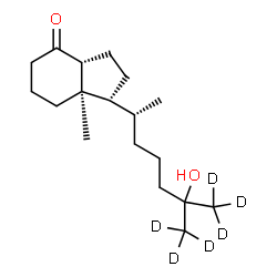 ChemSpider 2D Image | (1R,3aR,7aR)-1-[(2R)-6-Hydroxy-6-(~2~H_3_)methyl(7,7,7-~2~H_3_)-2-heptanyl]-7a-methyloctahydro-4H-inden-4-one | C18H26D6O2