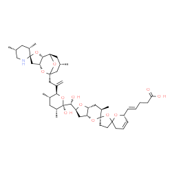 ChemSpider 2D Image | (4E)-5-[(2S,3aR,5R,6R,6''R,7aR)-2-{(R)-Hydroxy[(2R,3R,5S,6S)-2-hydroxy-3,5-dimethyl-6-{3-[(1'R,2S,2'R,3S,5R,6'R,8'S,10'S)-3,5,10'-trimethyl-8'H-spiro[piperidine-2,4'-[3,7,12]trioxatricyclo[6.3.1.0~2,6
~]dodecan]-8'-yl]-1-propen-2-yl}tetrahydro-2H-pyran-2-yl]methyl}-6-methyl-2,3,3',3'',3a,4',6,6'',7,7a-decahydrodispiro[furo[3,2-b]pyran-5,2'-furan-5',2''-pyran]-6''-yl]-4-pentenoic acid | C47H71NO12