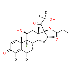 ChemSpider 2D Image | (11beta,14beta,16beta,17alpha)-9-Fluoro-11,21-dihydroxy-16-methyl-3,20-dioxo(4,6,21,21-~2~H_4_)pregna-1,4-dien-17-yl propionate | C25H29D4FO6