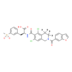ChemSpider 2D Image | N-{[2-(1-Benzofuran-6-ylcarbonyl)-5,7-dichloro(3,3,4,4-~2~H_4_)-1,2,3,4-tetrahydro-6-isoquinolinyl]carbonyl}-3-(methylsulfonyl)-L-phenylalanine | C29H20D4Cl2N2O7S