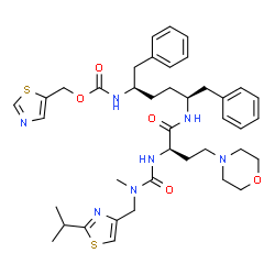 ChemSpider 2D Image | 1,3-Thiazol-5-ylmethyl [(2R,5S)-5-{[(2R)-2-({[(2-isopropyl-1,3-thiazol-4-yl)methyl](methyl)carbamoyl}amino)-4-(4-morpholinyl)butanoyl]amino}-1,6-diphenyl-2-hexanyl]carbamate | C40H53N7O5S2
