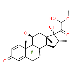 ChemSpider 2D Image | (11beta,16alpha)-9-Fluoro-11,17,21-trihydroxy-21-methoxy-16-methylpregna-1,4-diene-3,20-dione | C23H31FO6