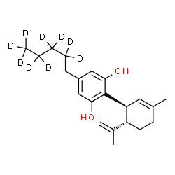 ChemSpider 2D Image | 2-[(1S,6S)-6-Isopropenyl-3-methyl-2-cyclohexen-1-yl]-5-[(2,2,3,3,4,4,5,5,5-~2~H_9_)pentyl]-1,3-benzenediol | C21H21D9O2