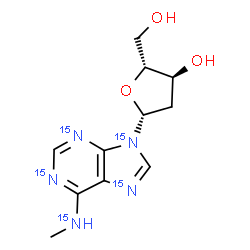 ChemSpider 2D Image | 2'-Deoxy-N-methyl(~15~N_5_)adenosine | C11H1515N5O3