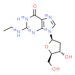 ChemSpider 2D Image | 2'-Deoxy-N-ethyl(~15~N_5_)guanosine | C12H1715N5O4