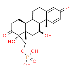 ChemSpider 2D Image | [(1R,4aS,4bS,10aR,10bS,11S,12aS)-1,11-Dihydroxy-10a,12a-dimethyl-2,8-dioxo-1,2,3,4,4a,4b,5,6,8,10a,10b,11,12,12a-tetradecahydro-1-chrysenyl]methyl dihydrogen phosphate | C21H29O8P
