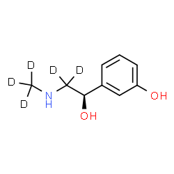 ChemSpider 2D Image | 3-[(1R)-1-Hydroxy-2-[(~2~H_3_)methylamino](2,2-~2~H_2_)ethyl]phenol | C9H8D5NO2