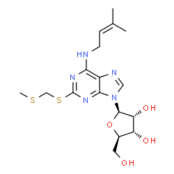 ChemSpider 2D Image | N-(3-Methyl-2-buten-1-yl)-2-{[(methylsulfanyl)methyl]sulfanyl}adenosine | C17H25N5O4S2