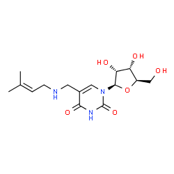 ChemSpider 2D Image | 5-{[(3-Methyl-2-buten-1-yl)amino]methyl}uridine | C15H23N3O6