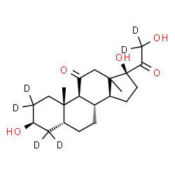 ChemSpider 2D Image | (3beta,5beta,13xi,17alpha)-3,17,21-Trihydroxy(2,2,4,4,21,21-~2~H_6_)pregnane-11,20-dione | C21H26D6O5