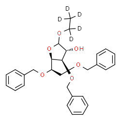 ChemSpider 2D Image | (~2~H_5_)Ethyl 3,5,6-tri-O-benzyl-D-glucofuranoside | C29H29D5O6
