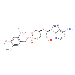 ChemSpider 2D Image | (4aR,6R,7R)-6-(6-Amino-9H-purin-9-yl)-2-[(4,5-dimethoxy-2-nitrobenzyl)oxy]tetrahydro-4H-furo[3,2-d][1,3,2]dioxaphosphinin-7-ol 2-oxide | C19H21N6O10P