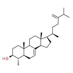 ChemSpider 2D Image | (3beta,4alpha,5alpha,9xi)-4-Methylergosta-7,24(28)-dien-3-ol | C29H48O
