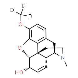 ChemSpider 2D Image | (5alpha,6alpha)-17-Methyl-3-[(~2~H_3_)methyloxy]-7,8-didehydro-4,5-epoxymorphinan-6-ol | C18H18D3NO3