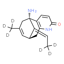 ChemSpider 2D Image | (1S,9S,13E)-1-Amino-13-[(2,2,2-~2~H_3_)ethylidene]-11-(~2~H_3_)methyl-6-azatricyclo[7.3.1.0~2,7~]trideca-2(7),3,10-trien-5-one | C15H12D6N2O