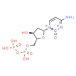 ChemSpider 2D Image | 2'-Deoxy(2-~13~C,N~4~,1'-~15~N_2_)cytidine 5'-(trihydrogen diphosphate) | C813CH15N15N2O10P2