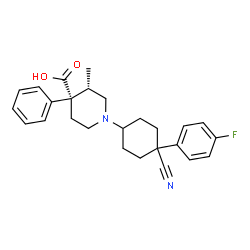 ChemSpider 2D Image | (3S,4S)-1-[4-Cyano-4-(4-fluorophenyl)cyclohexyl]-3-methyl-4-phenyl-4-piperidinecarboxylic acid | C26H29FN2O2
