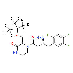 ChemSpider 2D Image | (3R)-4-[(3R)-3-Amino-4-(2,4,5-trifluorophenyl)butanoyl]-3-({[2-(~2~H_3_)methyl(~2~H_6_)-2-propanyl]oxy}methyl)-2-piperazinone | C19H17D9F3N3O3