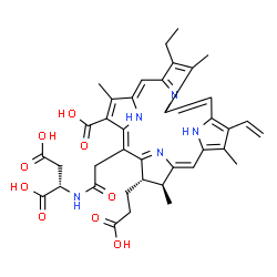ChemSpider 2D Image | N-{[(2S,3S)-7-Carboxy-3-(2-carboxyethyl)-12-ethyl-2,8,13,18-tetramethyl-17-vinyl-2,3-dihydro-5-porphyrinyl]acetyl}-L-aspartic acid | C38H41N5O9