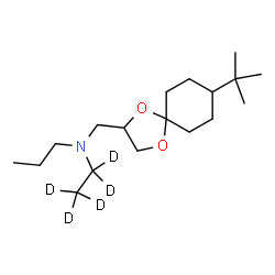 ChemSpider 2D Image | N-(~2~H_5_)Ethyl-N-{[8-(2-methyl-2-propanyl)-1,4-dioxaspiro[4.5]dec-2-yl]methyl}-1-propanamine | C18H30D5NO2