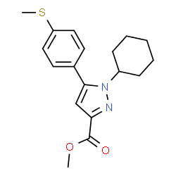 ChemSpider 2D Image | Methyl 1-cyclohexyl-5-(4-(methylthio)phenyl)-1H-pyrazole-3-carboxylate | C18H22N2O2S