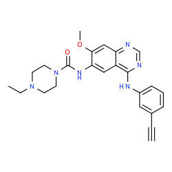 ChemSpider 2D Image | 4-Ethyl-N-{4-[(3-ethynylphenyl)amino]-7-methoxy-6-quinazolinyl}-1-piperazinecarboxamide | C24H26N6O2