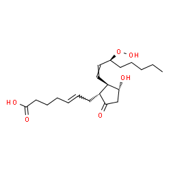 ChemSpider 2D Image | (5E,11alpha,15S)-15-Hydroperoxy-11-hydroxy-9-oxoprosta-5,13-dien-1-oic acid | C20H32O6