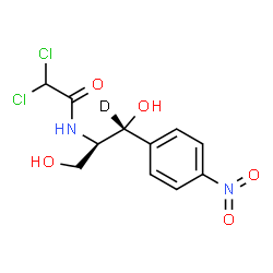 ChemSpider 2D Image | 2,2-Dichloro-N-[(1R,2R)-1,3-dihydroxy-1-(4-nitrophenyl)(1-~2~H)-2-propanyl]acetamide | C11H11DCl2N2O5