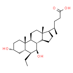 ChemSpider 2D Image | (3alpha,5beta,6beta,7beta)-6-Ethyl-3,7-dihydroxycholan-24-oic acid | C26H44O4
