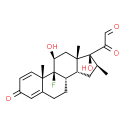 ChemSpider 2D Image | (9beta,11beta,14beta,16beta,17alpha)-9-Fluoro-11,17-dihydroxy-16-methyl-3,20-dioxopregna-1,4-dien-21-al | C22H27FO5
