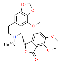 ChemSpider 2D Image | 6,7-Dimethoxy-3-[(5R)-4-methoxy-6-(~13~C)methyl-5,6,7,8-tetrahydro[1,3]dioxolo[4,5-g]isoquinolin-5-yl]-2-benzofuran-1(3H)-one | C2113CH23NO7