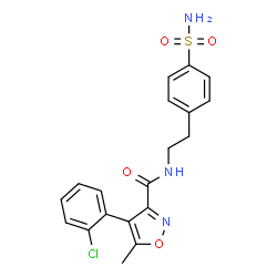 ChemSpider 2D Image | 4-(2-Chlorophenyl)-5-methyl-N-[2-(4-sulfamoylphenyl)ethyl]-1,2-oxazole-3-carboxamide | C19H18ClN3O4S