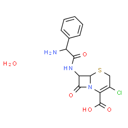 ChemSpider 2D Image | 7-{[Amino(phenyl)acetyl]amino}-3-chloro-8-oxo-5-thia-1-azabicyclo[4.2.0]oct-2-ene-2-carboxylic acid hydrate (1:1) | C15H16ClN3O5S