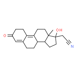 ChemSpider 2D Image | 17-Hydroxy-3-oxo-19-norpregna-4,9-diene-21-nitrile | C20H25NO2