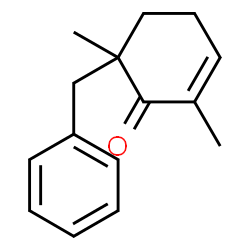 ChemSpider 2D Image | 6-Benzyl-2,6-dimethyl-2-cyclohexen-1-one | C15H18O
