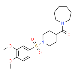ChemSpider 2D Image | 1-Azepanyl{1-[(3,4-dimethoxyphenyl)sulfonyl]-4-piperidinyl}methanone | C20H30N2O5S