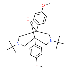 ChemSpider 2D Image | 1,5-Bis(4-methoxyphenyl)-3,7-bis(2-methyl-2-propanyl)-3,7-diazabicyclo[3.3.1]nonan-9-one | C29H40N2O3
