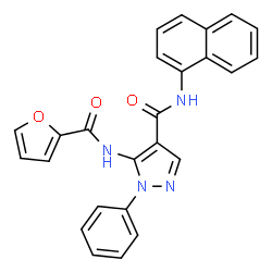 ChemSpider 2D Image | 5-(2-Furoylamino)-N-(1-naphthyl)-1-phenyl-1H-pyrazole-4-carboxamide | C25H18N4O3