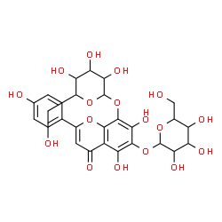ChemSpider 2D Image | 6-(Hexopyranosyloxy)-5,7-dihydroxy-2-(4-hydroxyphenyl)-4-oxo-4H-chromen-8-yl hexopyranoside | C27H30O17