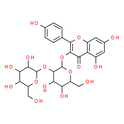 ChemSpider 2D Image | 5,7-Dihydroxy-2-(4-hydroxyphenyl)-4-oxo-4H-chromen-3-yl 2-O-hexopyranosylhexopyranoside | C27H30O16