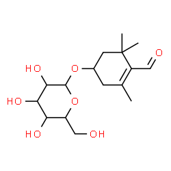ChemSpider 2D Image | 4-Formyl-3,5,5-trimethyl-3-cyclohexen-1-yl hexopyranoside | C16H26O7