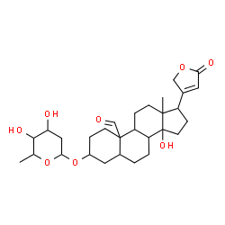 ChemSpider 2D Image | 3-[(2,6-Dideoxyhexopyranosyl)oxy]-14-hydroxy-19-oxocard-20(22)-enolide | C29H42O8