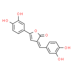 ChemSpider 2D Image | (Z)-3-(3,4-dihydroxybenzylidene)-5-(3,4-dihydroxyphenyl)-2(3H)-furanone | C17H12O6