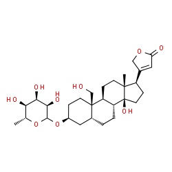 ChemSpider 2D Image | (3beta,5beta)-3-[(6-Deoxy-D-allopyranosyl)oxy]-14,19-dihydroxycard-20(22)-enolide | C29H44O9